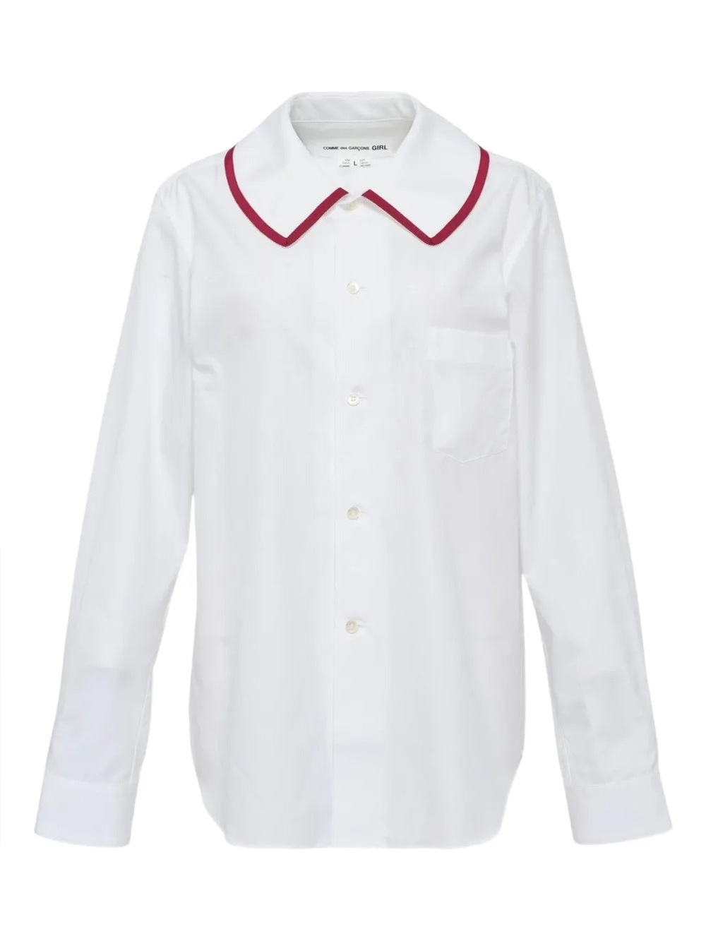 Comme des Garcons White Blouse with Red Trim Collar